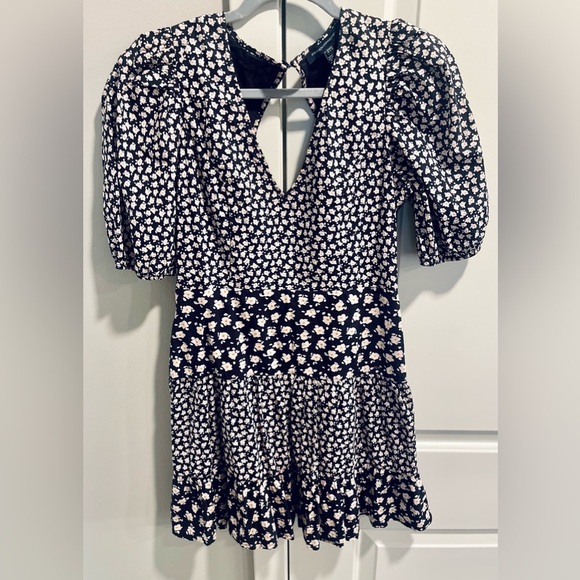 NWOT! French Connection Aura Cotton Ditsy-Print Puff-Sleeve Dress, Eu SM I US 6 - Picture 10 of 14
